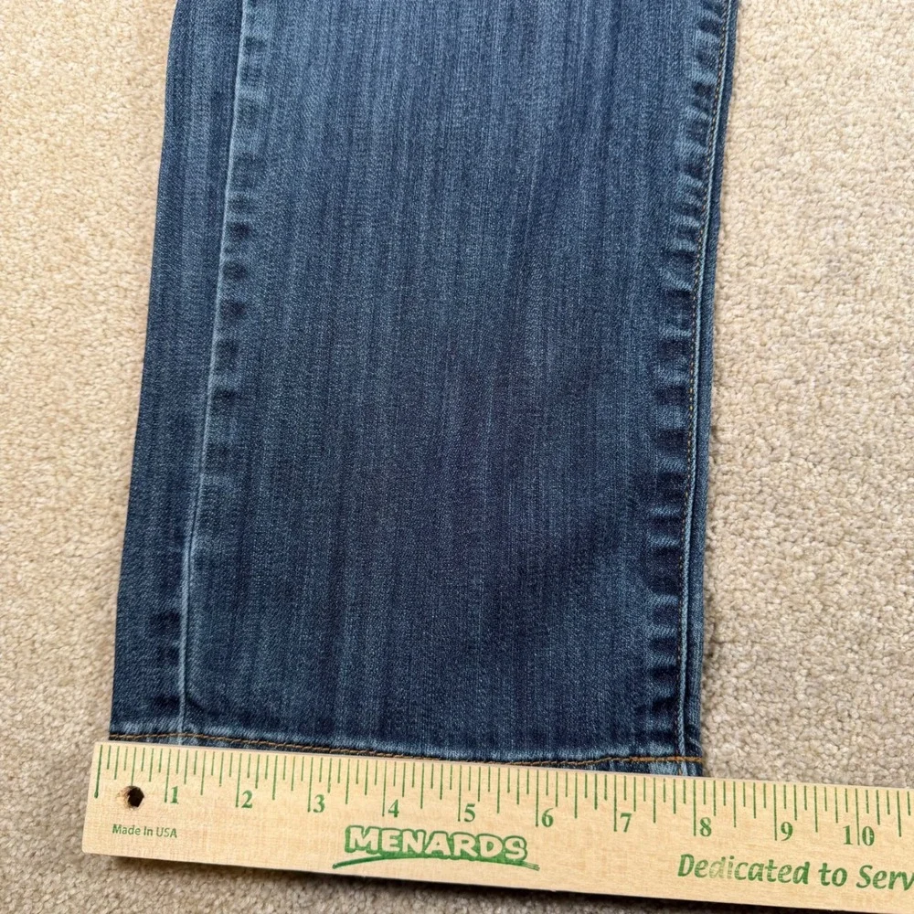 Lucky Brand 221 Original Straight Jeans Mens 34x32 Blue Distressed‎ Worn Hems